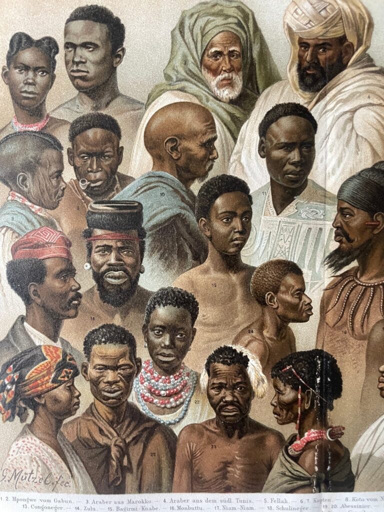 African Peoples – Original Meyers Chromolithograph, Late 19th Century