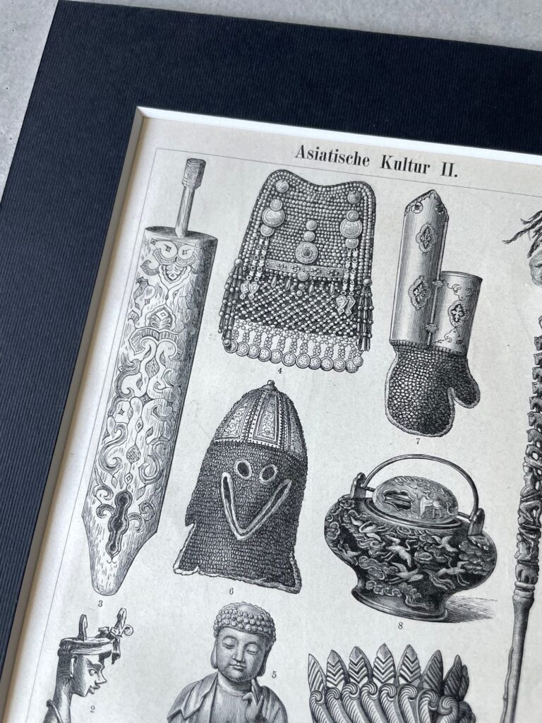 Asiatische Kultur II – Original Antique Wood Engraving